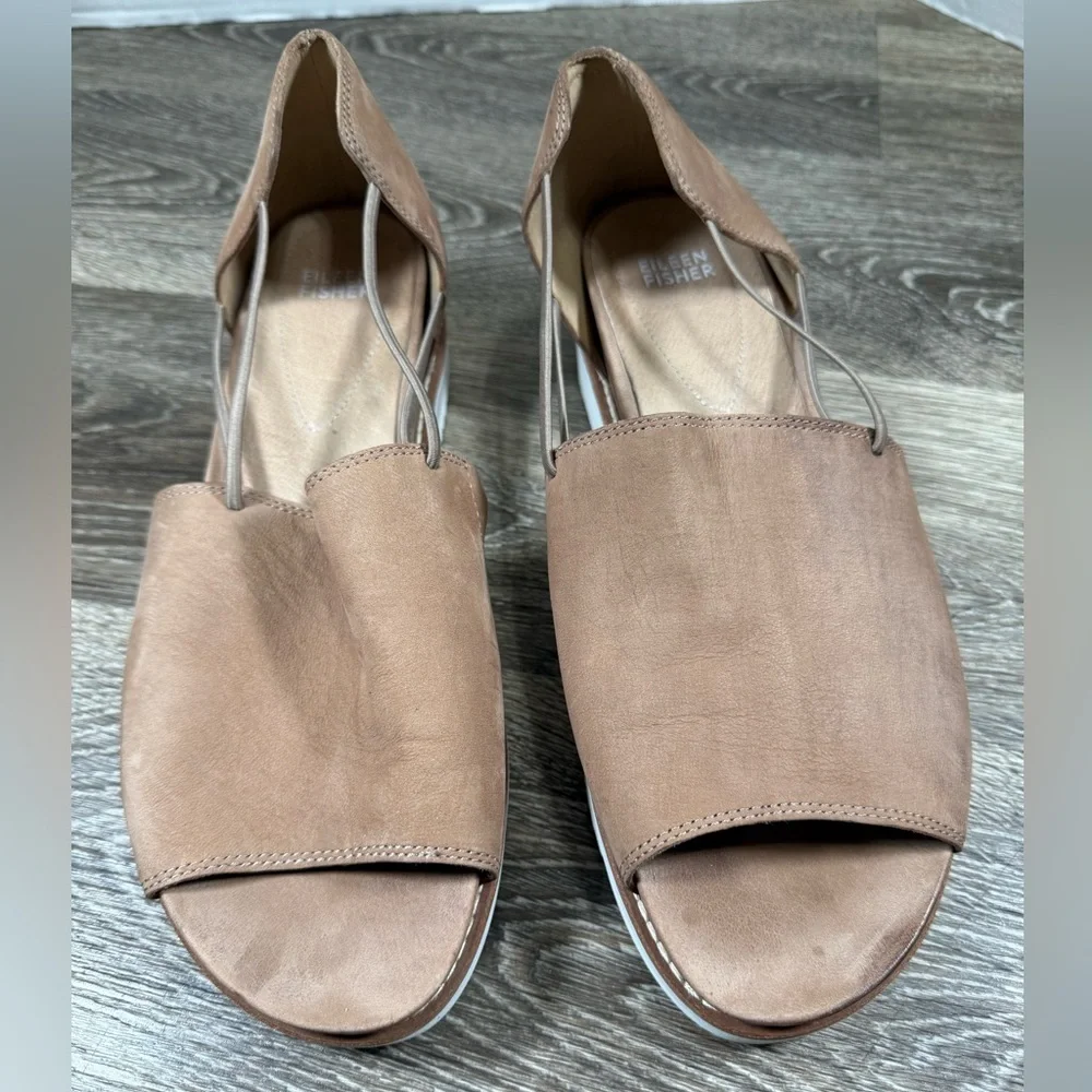 Eileen Fisher Womens 10 Tan Suede Sandal Comfortable Minimalist Boho‎ Neutral